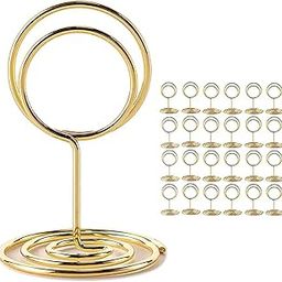 SNOOGG Steel Gold Plated Table Number Holders Place Card Holder Table Number Stands for Wedding Party Graduation Reception Restaurant Home Centerpiece Decorations Office Memo (24)-picture-30