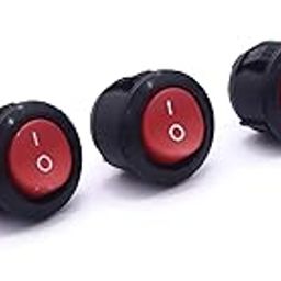 Electronic Spices PACK OF 5 Red Light SPST 2-Pin ON/Off Round Boat Rocker Switch AC 6A 250V 10A 125V-0