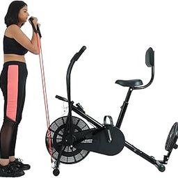 BIONFIT® Patented Design Exercise Cycle for Men & Women | Air Bike with Attached Resistance Band | Max User Weight: 120 Kg | Upright Gym Cycle for Home | DIY Installation-16