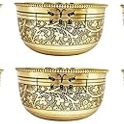 KBB Pure Hand Made Brass Bowl for Home DÉCOR Pooja Bowl 2022 Model (Dana EACHING, Pack of 6)-image-92