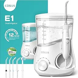 COSLUS Electric Water Flosser for Teeth, Professional Dental Pick for Orthodontic, Sensitive Gums, Braces - 12 Pressure Settings & ​​5 Multi-Functional Tips for Multiple Users, Home Use, White-image-7