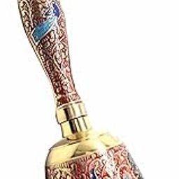 Trinity Designs 7 Inch Brass Ghanti Pooja Bell - Indian Traditional Carving, Premium Feel - Meditation Bell for Home Temple - Brass Hand Bell for Puja Items-image-60