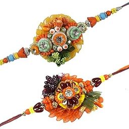 2 Pcs Designer Latest Flower Rakhi For Brother Rakhi For Bhaiya Bhai Rakhi For Brother And Bhabhi Rakhi Set For Brother And Bhabhi-image-36