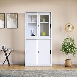 GODREJ INTERIO StorEase 4-Door Display Unit with Glass & Steel Sliding Doors (Traffic White)-image-90