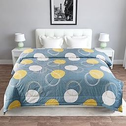 FLOATING DREAMS Reversible AC Comforter Set King Size Double Bed with Bedsheet and 2 Pillow Covers Size- 90x100 Inch (Comforter with Fitted Bedsheet & Pillow Cover, Green Bals)-23