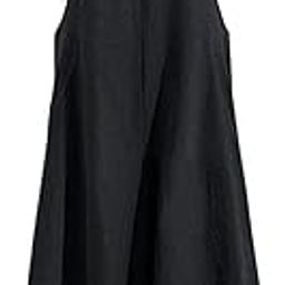 Cotton and Linen Overalls Trousers Loose Solid Color Overalls Wide-Leg Pants Casual Jumpsuit | Color- Black | Size- 5XL-image-39