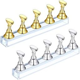 EXPESIA Acrylic Nail Practice Display Stand, 2 Sets with Magnetic Holders, Gold and Silver, Manicure Tools-image-10