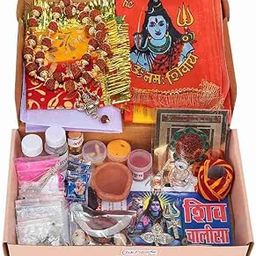 Click Pujan Shiv Kripa Pujan Kit - Dhoop Sticks/Chandan Tikka/Gangajal/Rooi Batti/ATAR/Akshat/Kumkum/Moli/Kalawa/Arti Sangrah/Match Box |All in One | Divine Samagri Box for Devotional Offerings-image-21