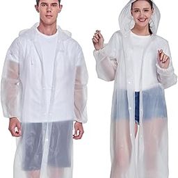 YDYJKI Rain Coat 2 Pcs Reusable Rain Ponchos for Adults Men clear Lightweight rain coats for women with Hood and Drawstring-image-92