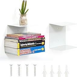 Livzing Invisible Floating Metal Book Shelf-CD DVD Display Rack-Kitchen Storage Shelf-Wall Mount Bathroom Rack -Multipurpose Storage Organizer for Home Decor Items (Pack of 2)- White-image-41