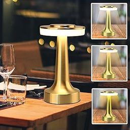 Desidiya® Metal LED Table Lamp with Touch Sensor Rechargeable Desk Lamp,3-Levels Brightness with Cozy Warm Lighting, Night Light for Kids Nursery, Nightstand Lamp, Bedside Lamp (Gold)-4