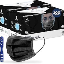 Medohealthy 3 Ply Disposable Cotton Face Masks (Pack of 100, Black) for Unisex with Nose Pin BIS, (ISI) Certified Mask with Melt Blown Layer-picture-18