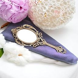 Presents Brass Hand-held Mirror with Handle Vintage Compact Vanity, Makeup Mirror Pure Brass Mirror for Personal Makeup Vanity Portable Travel Mirror (23 X 9.5 cm) (Gold Oval)-34