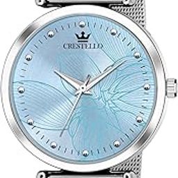 Stainless Steel Mesh Chain Analog Wrist Watch for Women (Blue/Pink/Green Dial) | CR-CK134-CH-image-65