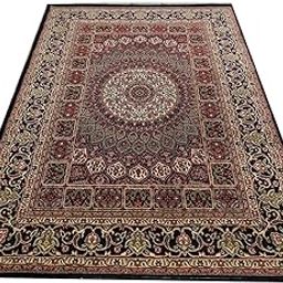 Dream Carpet Kashmiri Traditional Persian Design Rectangular Carpet for Your Living Room and Bedroom and for Hall 2 x 6 Feet Color-Black-Nain-image-73