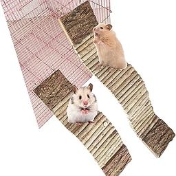 KSK Hamster Guinea Pig Toys, Hamster Climbing Ladder Bridge for Rat Chinchilla, Natural Wood Suspension Bridge Exercise Accessories for Dwarf Syrian and Small PetsToys 2 Sizes (21 & 16 in)-image-98