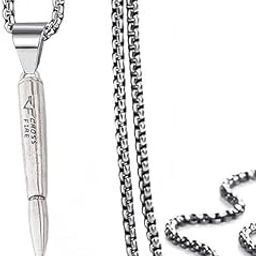 Plated Titanium Steel Rifle Bullet Silver Zinc And Metal Pendant Necklace Chain For Men And Women-image-21