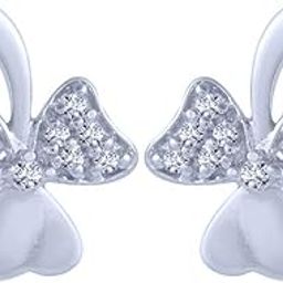 14k (585) White Gold and Diamond Stud Earrings for Women-image-71