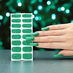 Sparlune Glitter Green Nail Wrap Kit with 14 Self-Adhesive Nail Stickers, Mini UV LED Lamp with C-Type Port & Nail File – DIY Gel Nail Art Set for Salon-Style Manicure at Home-image-87