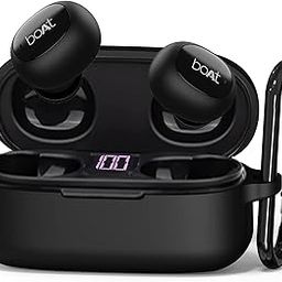 Sounce Silicone Protective Case Cover for Boat Airdopes 121v2 / Boat Airdopes 121, Anti Fall Anti Dust, with Hook Earphone Case – Black (Case Cover Only)-88