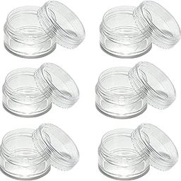 Hunky Dory 6pcs 5grams PS Acrylic Transparent with Clear Cap Cosmetics Shan Container for Creams,Lip Balm, Body Butter, Essential oil, Costemic, Makeup, Travel Use-89