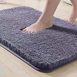 HOWNICE Door Mat for Home,Bedroom,Bathroom,Kitchen,Living Room,Entrance,Room Mats,Foot Mat,Floor mat,Main Door,Rug,Non Slip Mats,Door Mate,Soft Door Matt,Bathmat (Soft Bathroom Mat Grey, Medium)-image-1