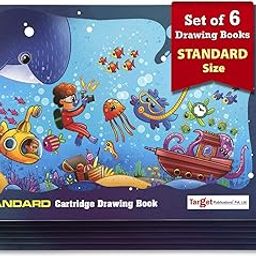 Drawing Book Standard Size | Plain Sketch Pad for Kids, Students and Artists | 34 White Blank Unruled Pages | 34.5 x 24 cm Approx | Soft Cover Drawing Copy | Sketching, Colouring & Painting | Set of 6-9