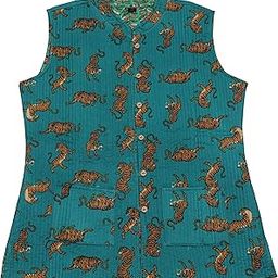 Women's Sea Green Sleeveless Quilted Reversible Jacket-5