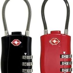 Eis Pad Lock Combination Cable Luggage Lock TSA Approved Travel Luggage Locks 3 Dial Combination Cable for Luggage, Bag, Hanging Wire Rope Zinc Alloy Number (Pack of 2)-12