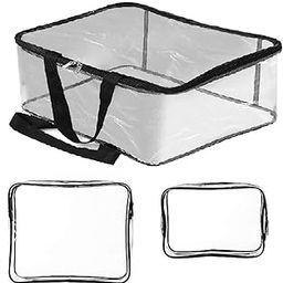 FRENYEAR 3 Pack Clear Transparent PVC Cosmetic Bags Travel Toiletry Bag Set Waterproof Zipper Packing Cubes Organizer (Transparent)-image-87