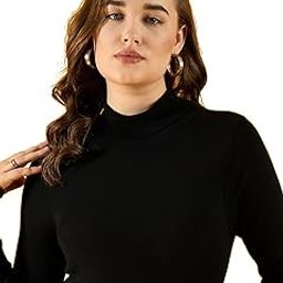 98 Degree North Women Cotton Self Design High Neck Pullover Has A Full Sleeves and Straight Hem-RG1151-BLACK-image-68