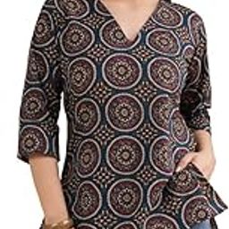 Women's Printed Straight Rayon Blue Short Kurti 1127-image-2