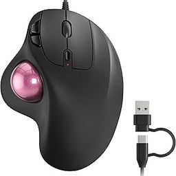 Nulea M509 Trackball Mouse Wired, Ergonomic Design, Easy Thumb Control, Precise & Smooth Tracking, 2-in-1 Interface (Type A &Type C), Compatible for PC, Laptop, Mac, Windows.-27