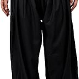 Vastramay Men's Black Cotton Linen Blend Pyjama-image-41