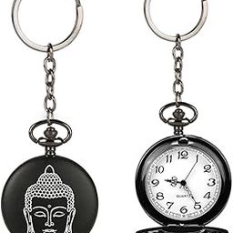 Vintage Gandhi Style Pocket Watch with God Theme Engraved Royal Black & Vintage Bronze Analog for Men Women & Kids Includes Key Ring for car or Bike Keys Ideal Gift-15