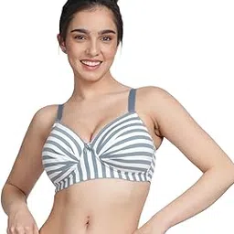 shyaway Taabu Padded Wirefree Striped Cotton Regular Bra-picture-0