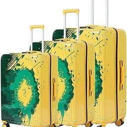 Tangerine Polycarbonate (PC) Set of 3 (Cabin + Medium + Large) Trolley Bag for Travel Small Cabin Check in, Luggage Bag Travel Hard Case with 8 Wheels 360 Degree Wheeling System (Yellow)-41
