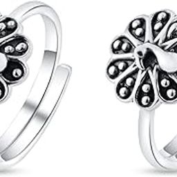 925 Sterling Silver Dancing Peacock Toe Ring-image-73
