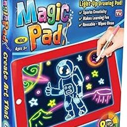 DBest Choice Magic Sketch Drawing Pad Light Up LED Glow Board Draw Sketch Tablet Create Doodle Art Write Learning Tablet Includes 3 Dual Side Markets, 30 Stencils and 8 Colorful Effects for Kids Home-image-79
