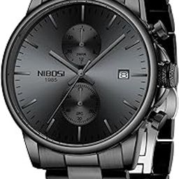 Men's Watch Analog Quartz Black Dial Wrist Watch for Men Business Waterproof Military Stainless Steel Gold Dress Watch Auto Date-picture-13