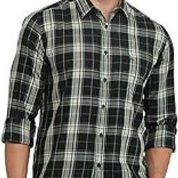 Men Slim Fit Checks Pattern Pure Cotton Semi Cutaway Collar Full Sleeve Casual Shirt-image-31