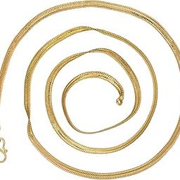 Gold plated flat chain design 30 Inch long Stylish chain Men Women-image-80