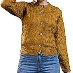 Women’s Woolen Button Down Cardigan Sweater | Full Sleeve Textured Knit Winterwear | Stylish Collared Winter Sweater for Girls & Ladies-image-24