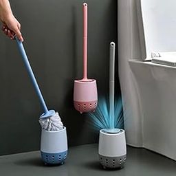 Zollyss Toilet Bowl Brush Holder Set: Wall Mounted Bathroom Deep Cleaning Toilet Cleaner Scrubber with Soft Bristle for Dead Corner Clean, 1 Pc (Random Color)-image-53