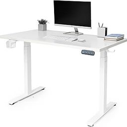 YOODESK Motorised Height Adjustable Desk | 80 kg Capacity | Sturdy Build, DIY Assembly, 2-Year Warranty (Frosty White Top 1200 X 600 mm/ 18mm Thickness), White Frame | Includes Cup & Headphone Hook-10