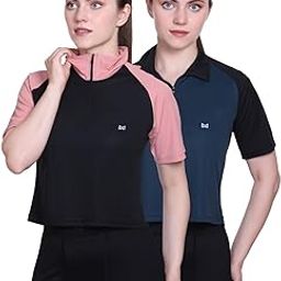 Workout Tops for Woman, Gym Crop Tops Combo– Dry Fit Running Yoga Tops, Quick Dry High Collar Zip Sports Shirts – Gym T Shirt for Women Workout (Pack of 2)-image-57
