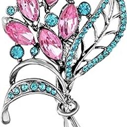 Multicolor Crystals Studded Bouquet Saree Pin Brooch for Women (PABP1101173PR)-image-51