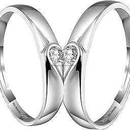 Cz Jewellery Rhodium Plated Adjustable Solitaire Couple Ring For Men And Women CO1000208C-image-3