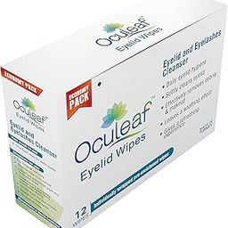 Oculeaf Eyelid Wipes -Natural Tea Tree Oil, For Daily Eyelid & Eyelashes Hygiene, Itchy-Irritated- Digital Eye Strain-Makeup Remover Any Time -12 Wipes-28