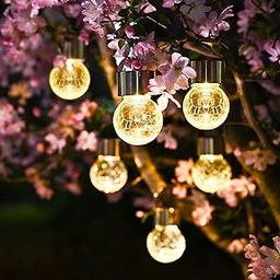 SOLPEX Hanging Solar Lights Outdoor, 8 Pack Decorative Cracked Glass Ball Light, Solar Powered Waterproof Globe Lighting, Hanging Globe Solar Lights for Garden, Yard, Patio, Lawn, Flower Bed-32